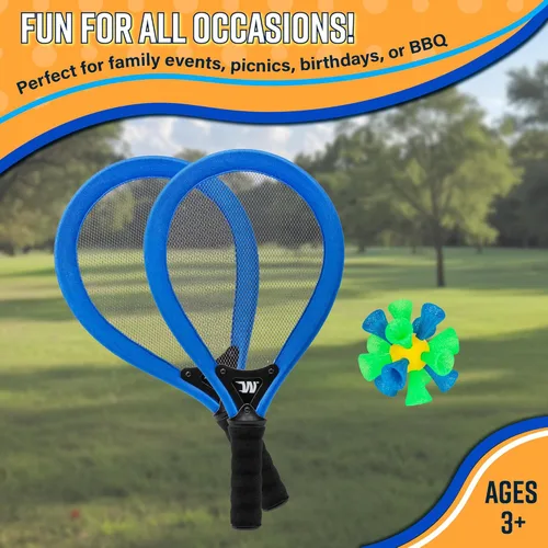 Vista 3 de Whackminton Outdoor Game Set - No Net Required! - Fun Racket Game for All Ages - Perfect Outdoor Sport for Park, Backyard, Lawn, Beach, Camping