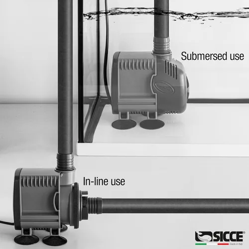 Vista 5 de SICCE Syncra Silent 0.5 Multifunción 185 GPH Bomba de Agua Sumergible Fabricada en Italia 8W Ultra Silenciosa y Duradera para Acuario, Tanque
