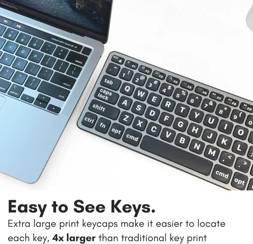 Vista 2 de Teclado con cable Macally para Mac (USB C + A) - Letra grande e retroiluminada para Apple - Teclado USB C de 107 teclas de tamaño completo