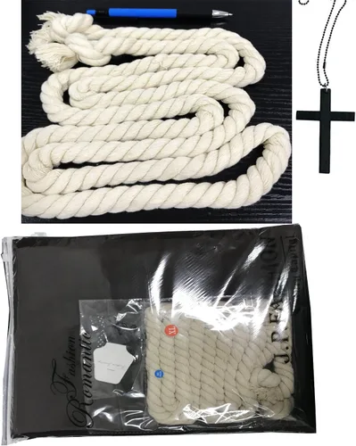 Vista 5 de GOLDSTITCH - Disfraz de monje renacentista con capucha, fraile, disfraz medieval para hacer cosplay