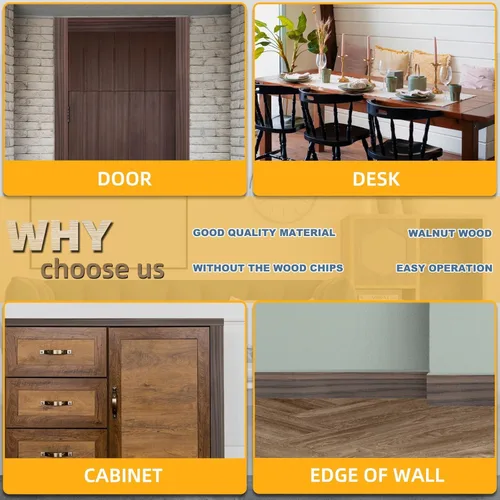 Vista 83 de GSCIT Club Bandas de borde de roble, rollo de 1 pulgada x 10 pies de bandas de borde de chapa - Cinta de madera real flexible previamente pegada