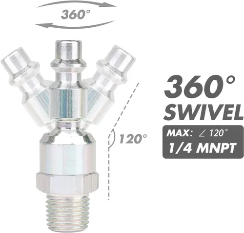 Vista 4 de Hromee Kit de acoplador y enchufe de aire de 18 piezas, accesorios de manguera de aire NPT de 1/4 pulgadas y accesorios de compresor con acoplador