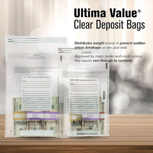 Vista 3 de Ultima Value Deposit Bag 9Wx12H - Bolsas de depósito bancario para efectivo - Paquete de 100