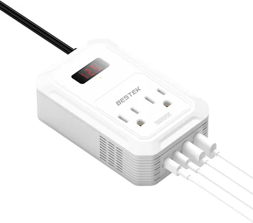Vista 8 de BESTEK Inversor de Energía para Automóvil de 200W - Convertidor de DC 12V a 110V AC con 2 USB-C(PD30W) y 2 USB-A(QC18W) - Adaptador de Toma