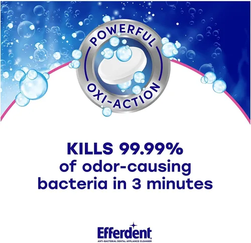 Vista 6 de Efferdent Limpiador diario antibacteriano para aparatos dentales, limpieza completa, 102 comprimidos, paquete de 3