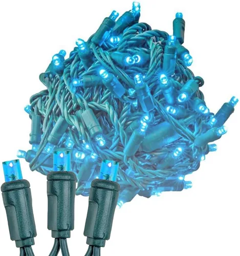 Vista 8 de Novelty Lights Tira de 50 luces LED rojas de Navidad de 25 pies para exteriores/interiores, espacio de 6 pulgadas, luces de alambre verde