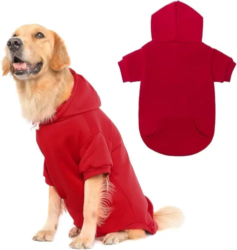Vista 22 de KOOLTAIL Sudadera básica con capucha para perro, suave y cálida, con agujero para correa y con bolsillo, abrigo de invierno para perros, ropa