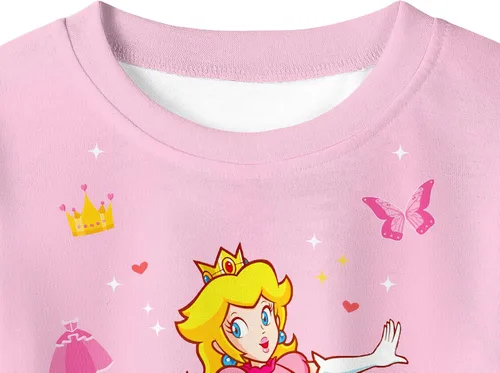 Vista 3 de Camiseta y vestido de princesa para niñas, camiseta de manga corta para niñas pequeñas, ropa de algodón linda