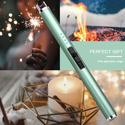 Vista 7 de ARECTECH Encendedor eléctrico recargable de plasma de arco, resistente al viento, para velas, cocina, regalo de cumpleaños para mamá, hombres, Verde