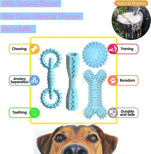 Vista 4 de Paquete de 4 juguetes de dentición para cachorros de 0 a 6 meses, juguetes masticables para dentición, lindo juguete para perros pequeños, juguete