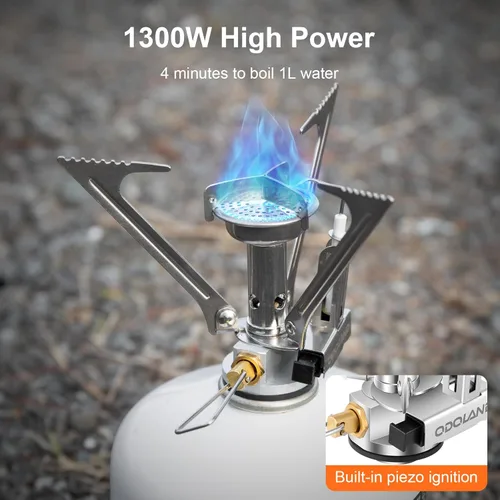 Vista 5 de Odoland Juego de ollas de camping con intercambiador de calor, juego de cocina con estufa de camping portátil, kit de comida de camping, incluye