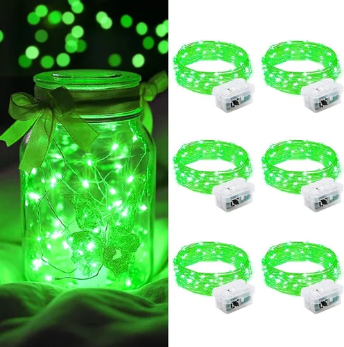Vista 15 de AIKEI Paquete de 12 luces LED de hadas que funcionan con pilas, guirnaldas de luces impermeables de 7 pies, 20 luces LED de luciérnagas estrelladas