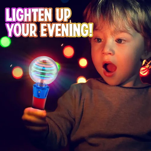Vista 3 de Playbees Light Up Spinning Wand – Magic LED Flashing Ball, Sensory Light Spinner Toy, Glow Wand Party Favor, Classroom Prizes, Fun Light-Up Gift for