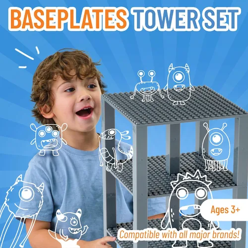 Vista 2 de Strictly Briks - Torre de juguete de 6 x 6 pulgadas - 132 piezas (placas base y ladrillos)