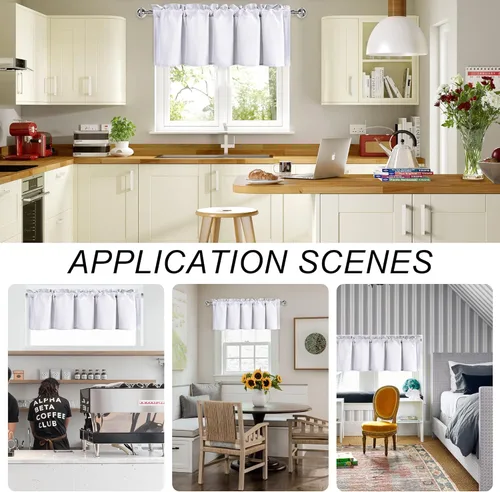 Vista 17 de DWCN Cenefa de cocina para ventanas, cortina de baño/sótano para tratamiento de ventanas, cortinas cortas de 18 pulgadas, 1 panel, 52 x 18 pulgadas