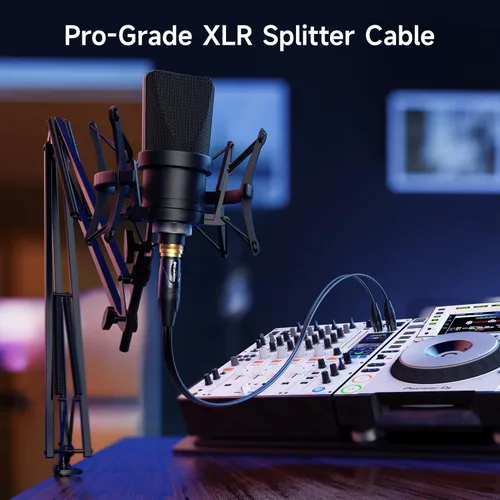 Vista 2 de Cable Matters Cable divisor XLR equilibrado - 1.5 pies 1.6 ft, cable XLR Y 2 macho a 1 hembra