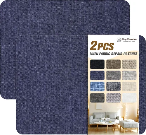 Vista 47 de KING MOUNTAIN Parches de reparación de lino fino, tela autoadhesiva, 8 x 11 pulgadas, 2 unidades, multicolor, para sofá (negro carbón)