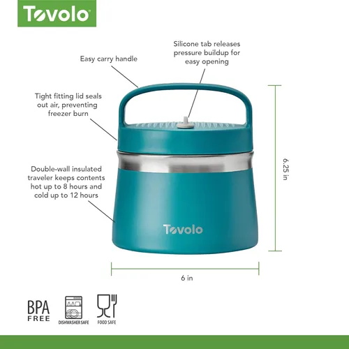 Vista 6 de Tovolo Contenedor de comida aislado para alimentos fríos y calientes, termo de acero inoxidable de 1 cuarto de galón con tapa a prueba de derrames