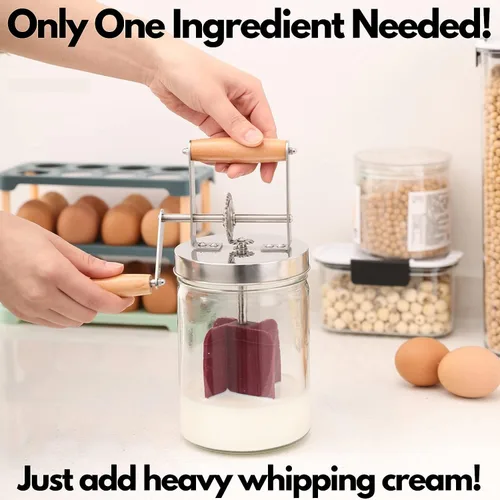 Vista 8 de Dazey Butter Churner – Mantequilla Crock, paño de queso, paletas, libro de recetas incluido – Máquina manual de mantequilla de manivela – Crea