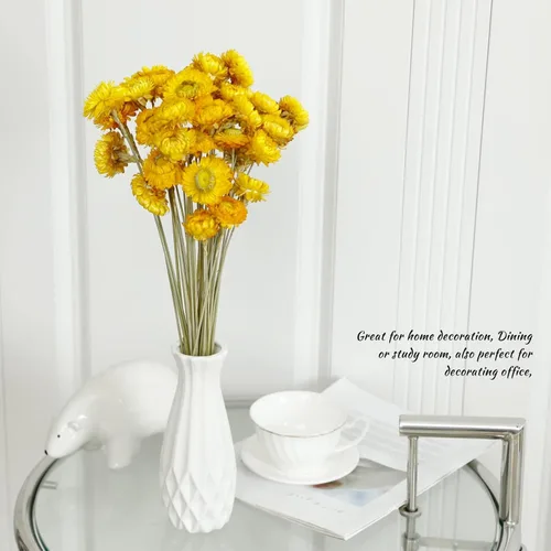 Vista 7 de Flores secas, 40 unidades, ramo de margaritas, crisantemo 100% natural, flores secas para jarrón, decoración del hogar, fiesta, arreglo