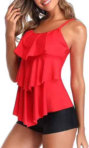 Vista 4 de Conjunto de bikini acolchado de 2 piezas para mujer, espalda descubierta, tirantes ajustables, traje de baño con triángulo