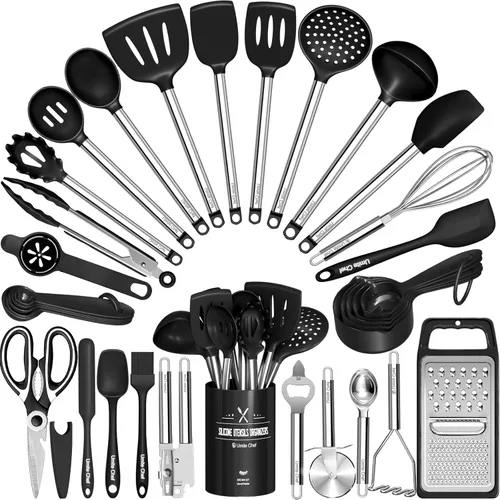 Juego de Utensilios de Cocina - Umite Chef 34 Piezas Juego de Utensilios de Cocina de Silicona para Utensilios de Cocina Antiadherentes - Juego de
