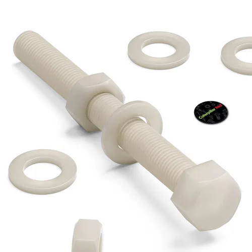 Vista 2 de 5 x nailon de color natural, cabeza hexagonal, M16 x 5.906 in, tuercas y pernos de plástico, arandelas, hexagonales, nailon, (5/8 x 5 29/32 pulgadas)