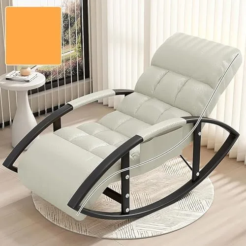 Vista 16 de Juego de mecedora reclinable ajustable grande con reposapiés para sala de estar y balcón. Solución cómoda para asientos interiores y exteriores
