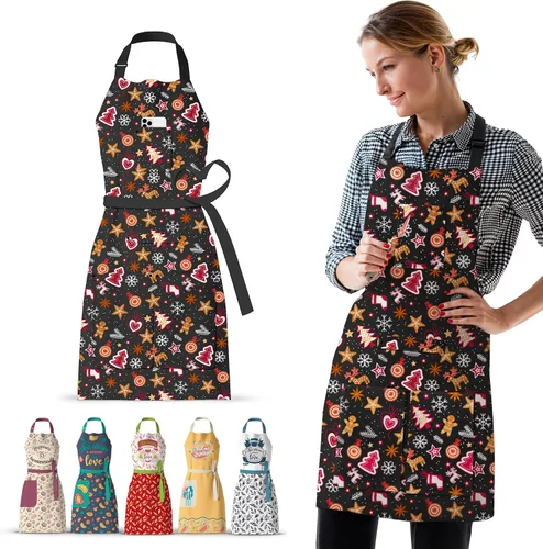 Waterproof Apron for Adults – Adjustable Fit with Deep Pockets, Stylish Cooking & Baking Apron for Women & Men