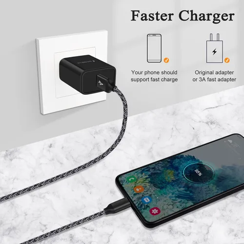 Vista 3 de Cable USB C de 3 pies, paquete de 3 cables de carga tipo C para Samsung Galaxy Z Fold 6 5 4 Z Flip 6 5 4 A15 A14 A13 A53 S24 S23 S22 Ultra S21 FE