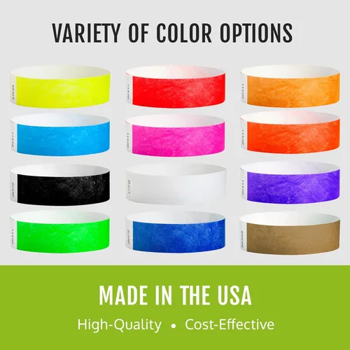 Vista 6 de 600 Pulseras Tyvek Negras WristCo para Eventos - Pulseras de Papel Cómodas Resistentes a Desgarros Brazaletes de Identificación para Muñeca