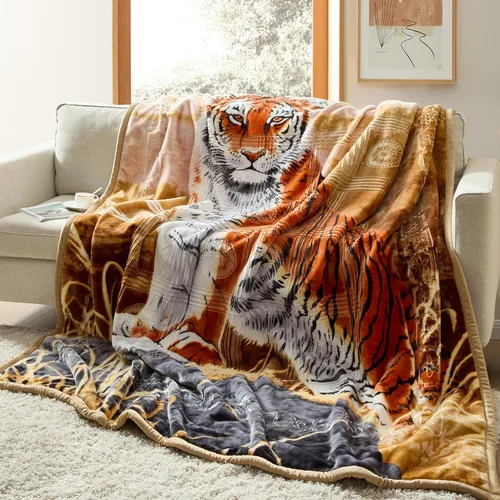 Vista 14 de Nestl Manta de Forro Polar de Terciopelo de 9 Libras Tamaño Queen - 2 Capas Pesada y Cálida Estilo Coreano - Raschel Impresa Reversible - Resistente
