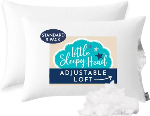Vista 14 de Little Sleepy Head Almohada estándar para dormir, almohada ajustable con relleno hipoalergénico similar al plumón, comodidad de calidad de hotel