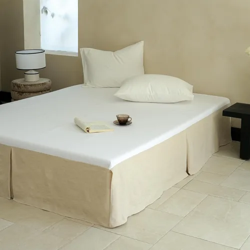 Vista 7 de Simple&Opulence Falda de cama de lino francés con volantes antipolvo clásicos de 14 pulgadas de caída, mezcla de algodón de lino y lino natural