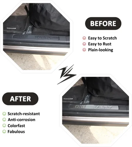 Vista 2 de YIWANG Borde de placa de desgaste de acero inoxidable para Land Rover Discovery Sport 2015 2016 2017 2018 2019 (plata)