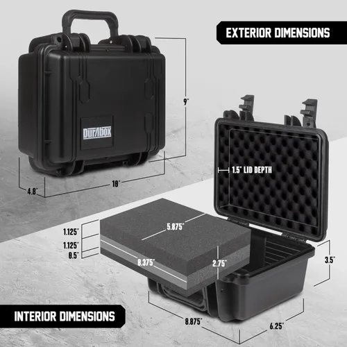 Vista 5 de Durabox Estuche Resistente a Todas Las Condiciones Climáticas 10 x 9 x 5” - Estuche de Viaje con Carcasa Rígida Aprobada por la TSA con Espuma