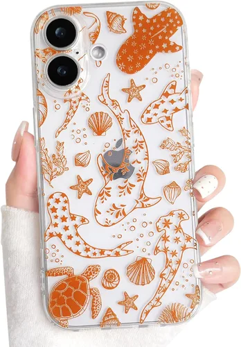 Vista 90 de NITITOP Funda para iPhone 13 Clear Sea Animal - Pez negro Pescado Negro