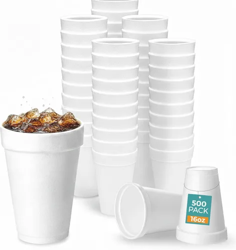 Vista 13 de Paquete de 25 vasos desechables de espuma de 8 onzas – Taza de bebida fría y caliente con aislamiento de espuma blanca, tazas de espuma de 8 onzas