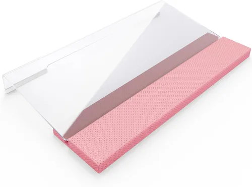 Vista 8 de Yikola - Soporte para teclado acrílico inclinado - Elevador de teclado con ajuste de altura de 3 niveles con reposa muñecas para escribir y trabajar