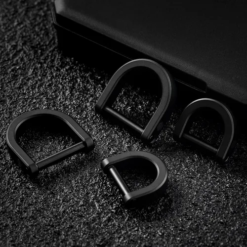 Vista 6 de KeyUnity KA17 Titanium D Ring Key Shackle, U Shape Key Ring Horseshoe Clasp for Car Fob, DIY Leather Key Organizer Keychain