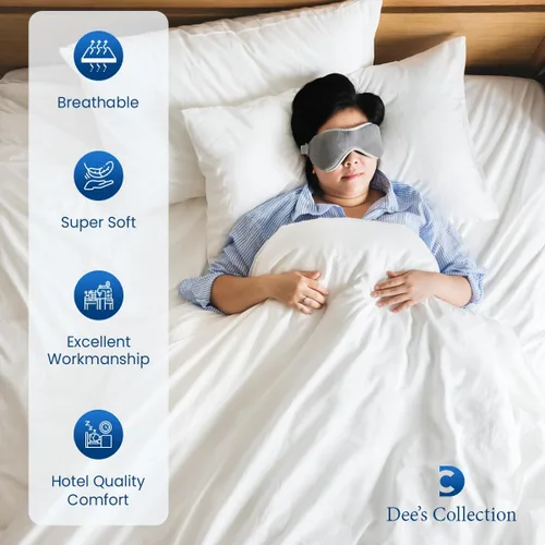 Vista 4 de Dee's Collection Juego de fundas de edredón de 800 hilos tamaño individual, algodón egipcio, color blanco, ultra suave y transpirable, juego de 3