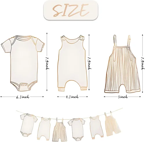 Vista 2 de Banderines neutros para baby shower, 12 piezas para decoración de fiesta de bebé (dorado)