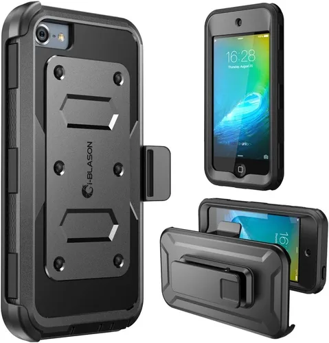 i-Blason Armorbox - Funda para iPod Touch 7, 6 y 5, con protector de pantalla integrado para Apple iPod Touch de 5ª/6ª/7ª generación, color negro