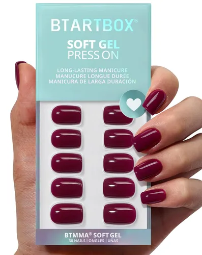Vista 22 de BTArtbox - Uñas postizas a presión, almendra, uñas cortas de verano con pegamento para mujeres, uñas de gel suave opacas en 16 tamaños, kit de 32