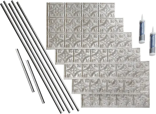 Vista 9 de FASÄDE Kit de protector contra salpicaduras decorativo de vinilo estilo tradicional/patrón 1 de 15 pies cuadrados en bronce antiguo
