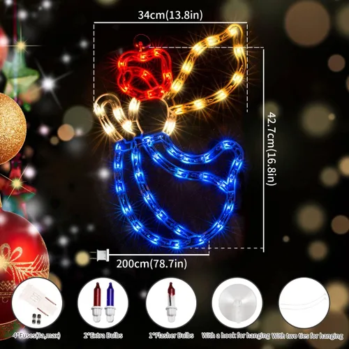 Vista 6 de LAMPHOME Decoraciones de luz de silueta de ventana de Navidad - Ángel iluminado para Navidad, fiesta, hogar, patio, césped, jardín