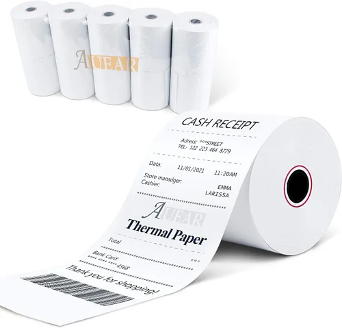 3 1/8" x 230' (10 rollos) Papel térmico de recibo, 3.150 in BPA libre de punto de venta de caja registradora para sistema POS - AUEAR