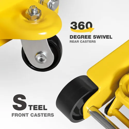 Vista 4 de YELLOW JACKET Gato hidráulico de piso de perfil bajo para carro de 2.5 toneladas con bomba de elevación de pistón único, capacidad de 5500 libras