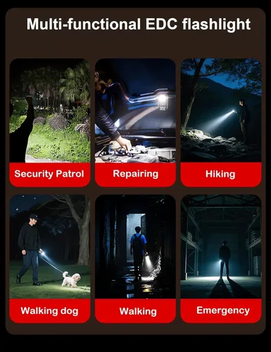 Vista 7 de Linterna LED de Bolsillo Recargable, Linterna de 500 Lúmenes en Llavero, Luz Pequeña EDC para Trabajo Nocturno, Correr, Caminar, Acampar, Pescar