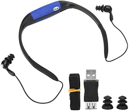 Auriculares, IPX8 natación reproductor de música MP3, radio FM, diseño de silicona de ángulo cómodo, IPX8 resistente al agua, para natación, surf y
